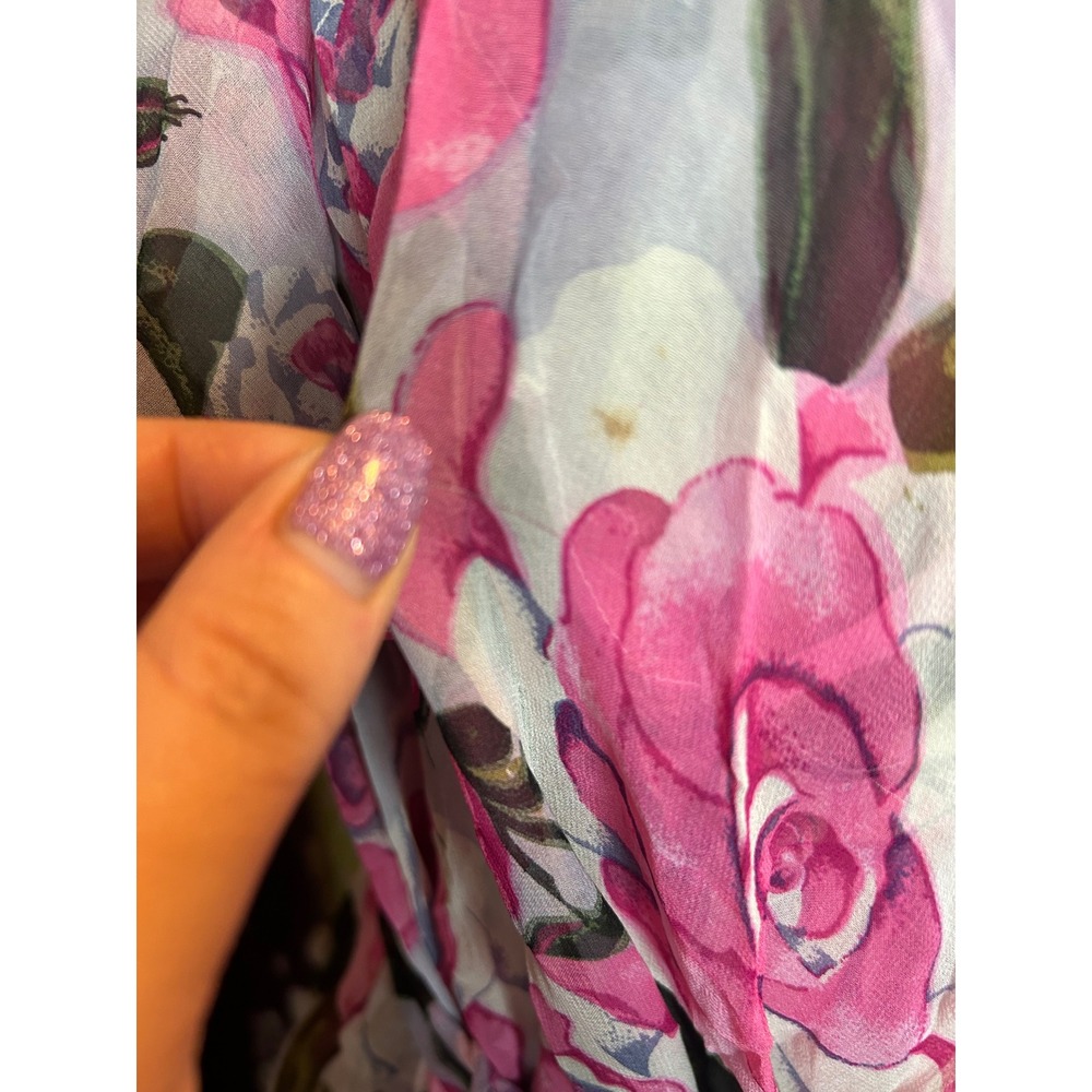 Lasoie SILK Pink Floral Rose Flutter Sleeve Nightgown 2 Piece Lingerie VTG L - Picture 5 of 12